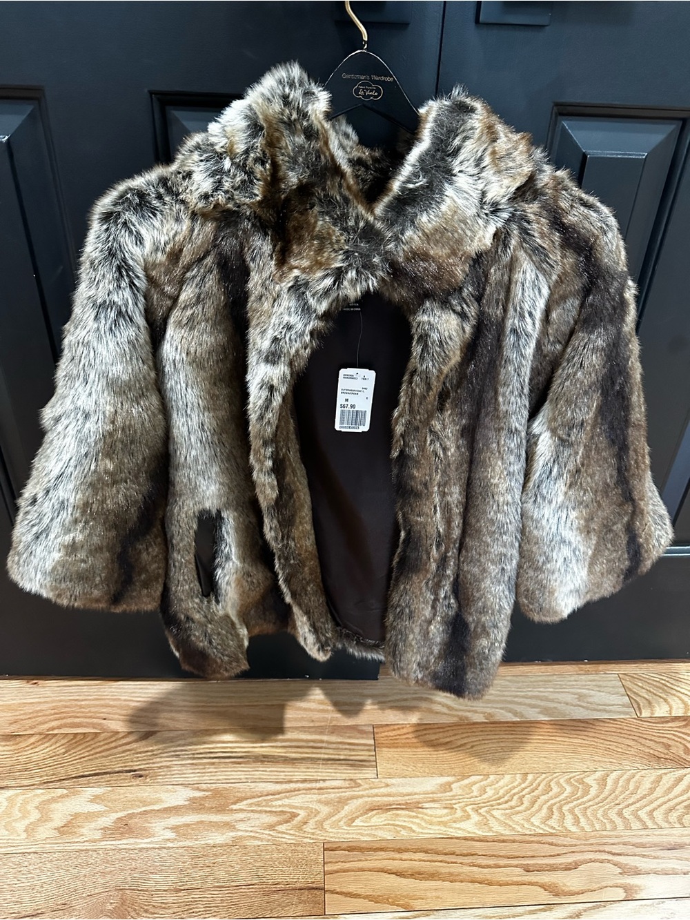Forever 21 Faux Fur Cropped Jacket in Brown & Gray